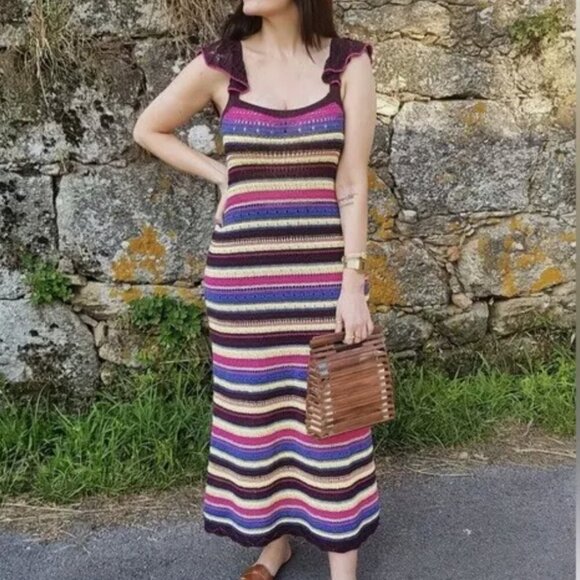 NWT ZARA  LONG CROCHET DRESS special edition dress  S - Picture 4 of 16